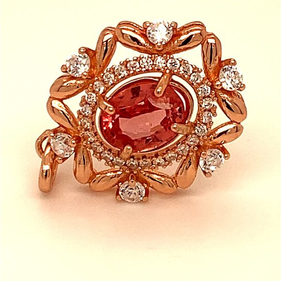 Red Mahenge Spinel 1.15ct Rose Gold Silver Pendant - Picture 1 of 7